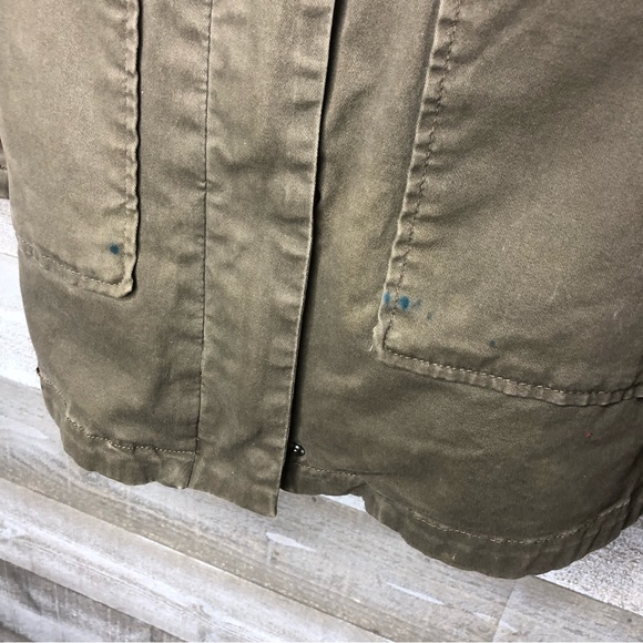 Mango suit collection army green military faux leather sleeve convertible jacket - Picture 2 of 8